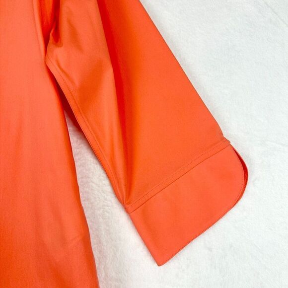 Foxcroft Vaughn Non Iron Stretch Tunic Size 16 Relaxed Coral Career - Picture 4 of 6